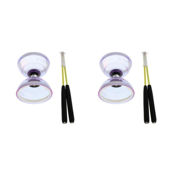 1/2 Jongleringslegetøj Triple Bearing Diabolo Med Håndpinde & Snor  [DmS] Purple 13cm 2PCS