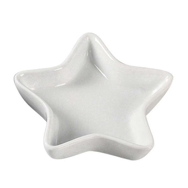 10 stk. Femtakkede Stjerneformede Krydderidiske, Dip Sauce Dish, Sojasovs Pinch Bowl, Keramik BBQ-Chip & Serveringsskål Porcelain White
