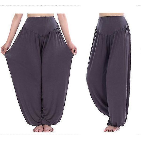 Julegave Yoga Ali Baba Baggy Harem Bukser Aladdin Bloomers Casual Dansebukser for Kvinner Dark Gray M