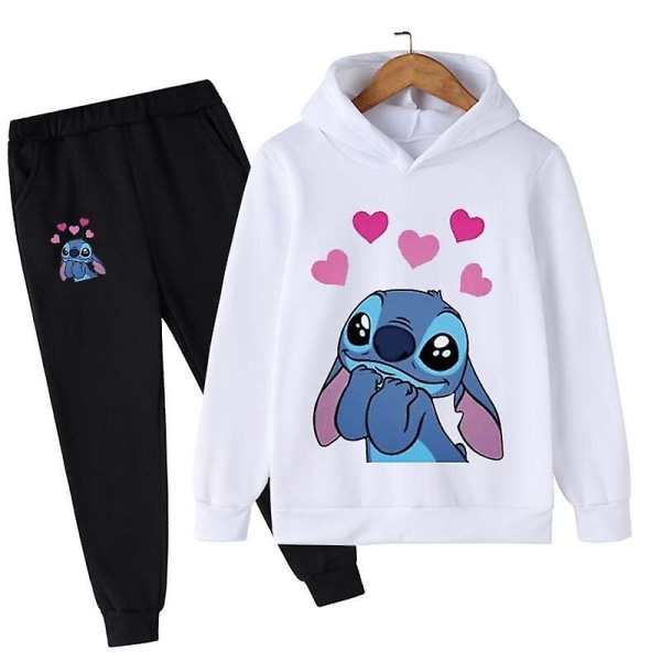 Børns Stitch Tøj Børnetøj Varmt Sweater Pige Hoodies Pullover Sweatshirt Bukser Vinter Forår Pige Dreng Træningstøj Sportswear Style 1 110CM