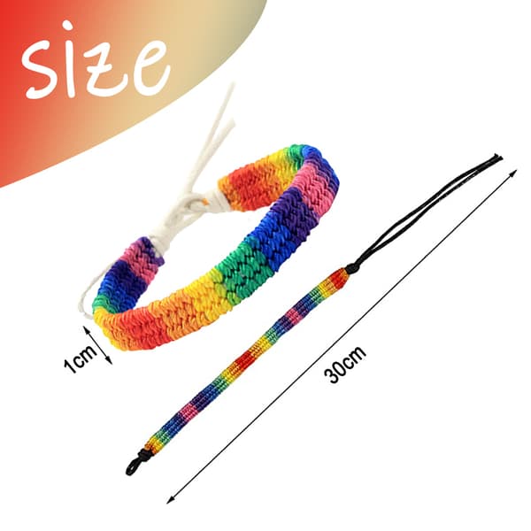 2 kpl Rainbow Pride -rannekoru käsintehty punottu ystävyysranneke white