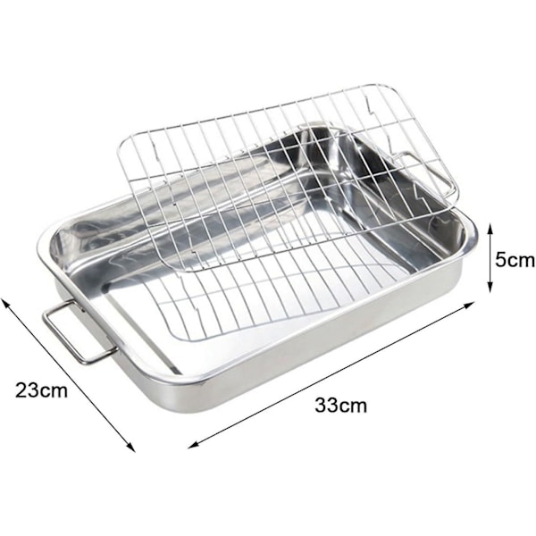 Rostpanna i rostfritt stål med galler, bakplåt, stekplåt, köksredskap, stekpanna - q36/YY 33*23*5CM