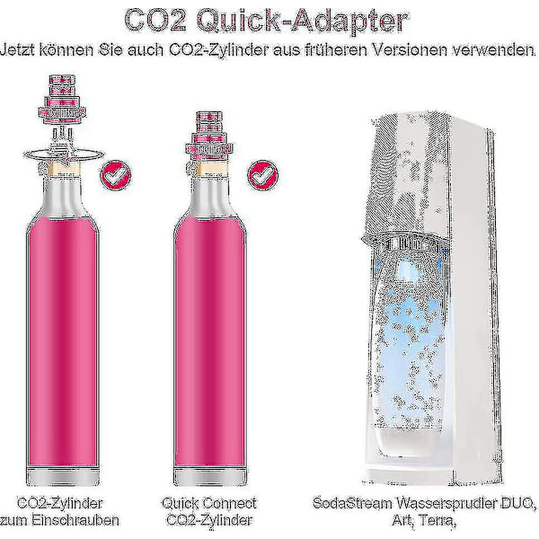 Uusi Quick Connect CO2-sovitin, yhteensopiva Sodastream Water Sprinkler Duo Art, Terra, Tr21-4 Jnnjv:n kanssa