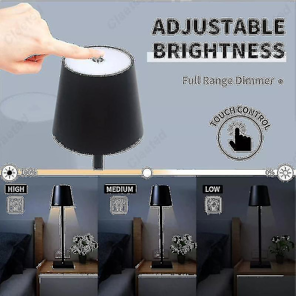 Premium Trådløs USB Genopladelig Bordlampe: Poldina Vandafvisende Berøringskontakt, Perfekt Til Soveværelset SIlver
