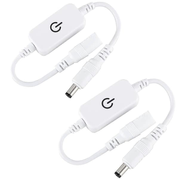 2 st 12-24V 4A Enkelfärgad LED-strip Ljusstyrka Kontroller På/Av In-Line Touch Switch DC Mini LED Touch Switch (Vit) [DB]
