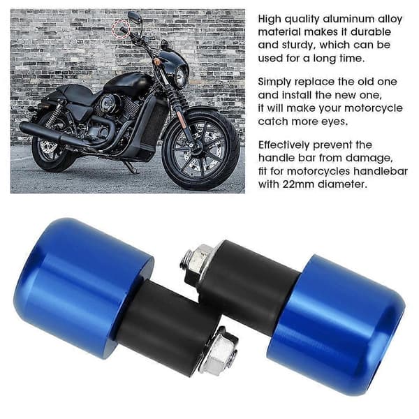 2 stk. motorsykkelmodifikasjonstilbehør, styreendepropp for 22 mm diameter styre (blå)