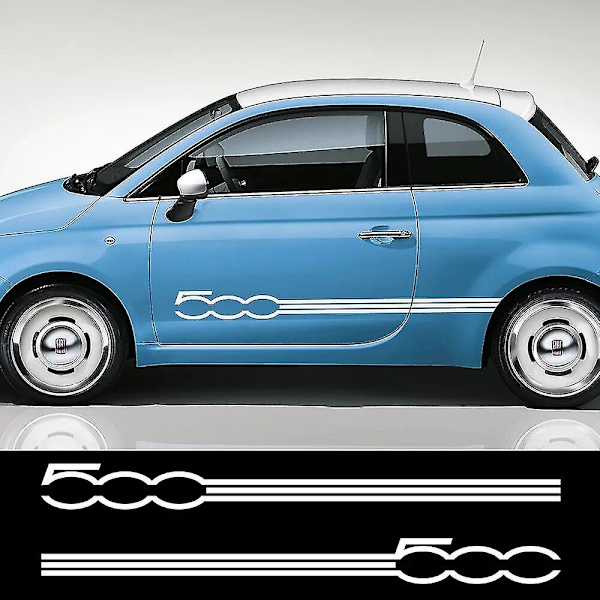 2 st För Fiat 500 Bilstil Dörr Långa Ränder Grafisk Dekaler Kjolar Dekaler Sida Kaross Dekor Vinyl Film BiltillbehörBY Gray 170cm X 26cm