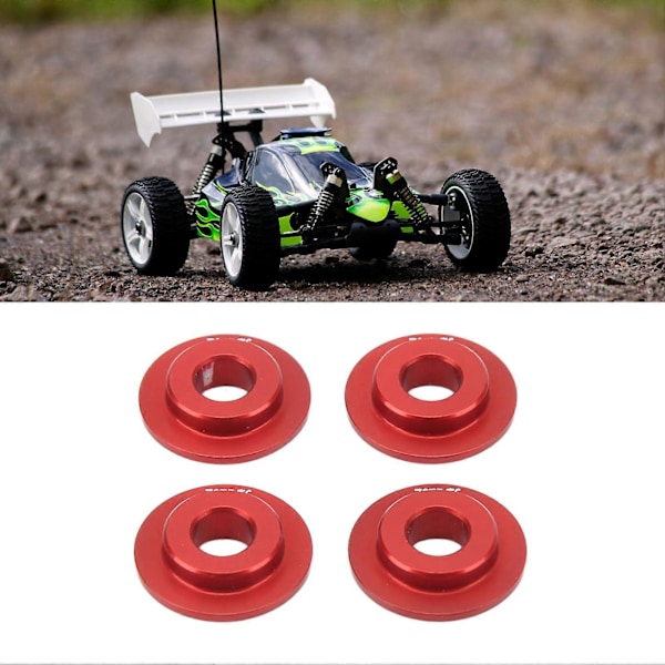 4 st Hjulfälgsadapterpackningar Aluminiumlegering Robust Hållbar Hjuladapter för Traxxas Udr 1/7 RC-bil Röd