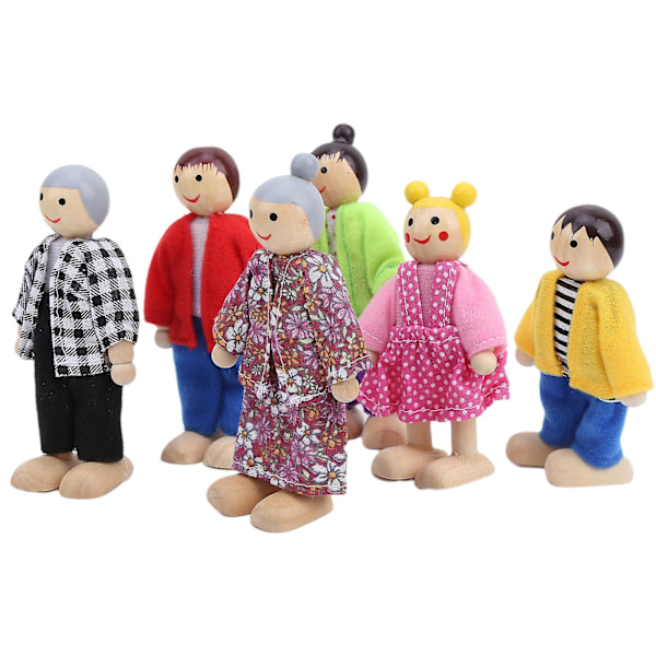 Familie Dukkefigurer Pine Miniature Mennesker Legetøjs Sæt Ornament Uddannelsesmæssigt Dukkehuss Tilbehør 3