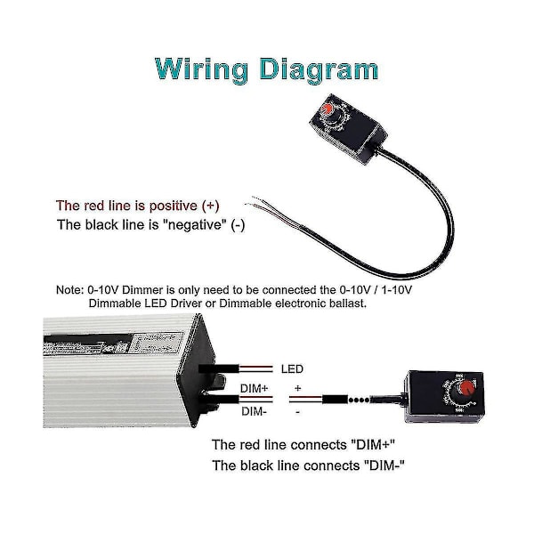 DC 0-10V LED Dimmer Knob Controller Kompatibel med 0-10V eller 1-10V Dæmpbare Indendørsbelysning Spotlight Grow La Black