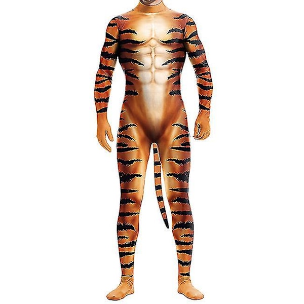 Mænds Tiger 3D Printet Jumpsuit Dyre Cosplay Halloween Forklædning Karneval Kostume S