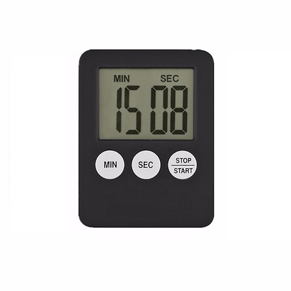 Magnetisk kvadratisk LCD digital timer kök matlagning nedräkning larmklocka verktyg Black
