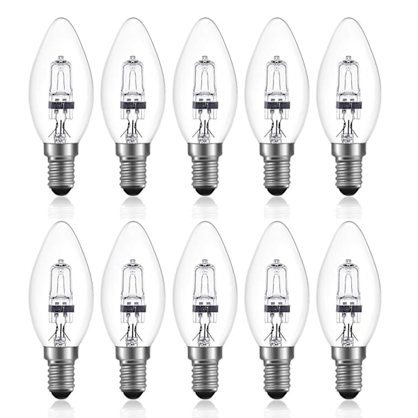 42w E14 C35 Dimmable Halogen Bulb Ac 220-240v Warm White 2700k E14 Transparent Halogen Candle Bulb (10pcs)