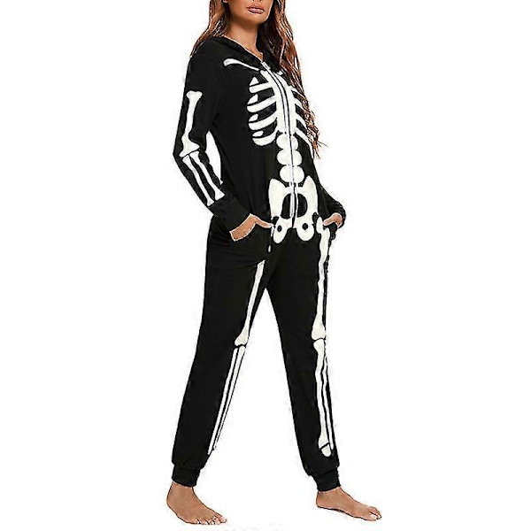 Halloween-Pyjamat Pelottava Luurankoasu Aikuisten Kauhu Kallo Haalarit Huppari Pakkaus Hupparit Pyjama Naisille S