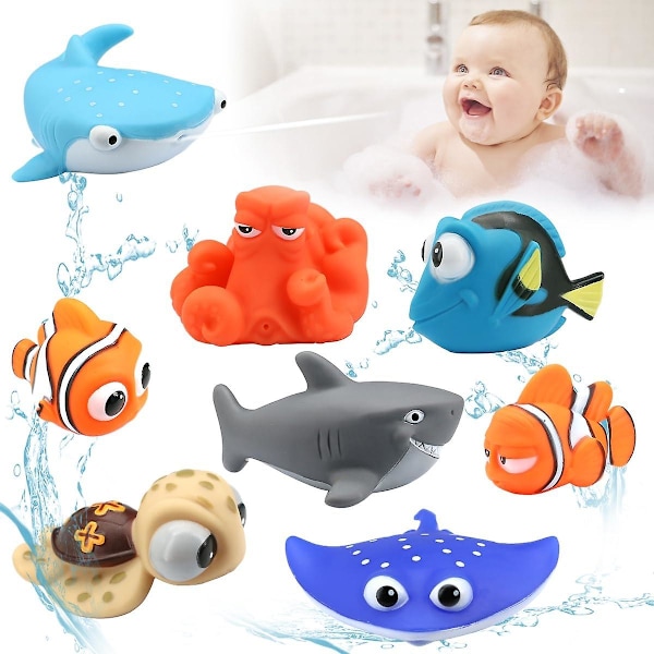 8-pack Badleksaker med Finding Nemo-motiv för bebisar, barn och småbarn - Perfekt för duschar och pooler