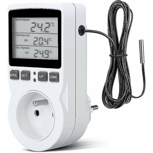 Termostat Stikkontakt, Digital Timer Stikkontakt, Programmerbar Digital Stikkontakt Med Sensor, Programmerbar Digital Timer, Opvarmning Termostat Stikkontakt Kompatibel Gre