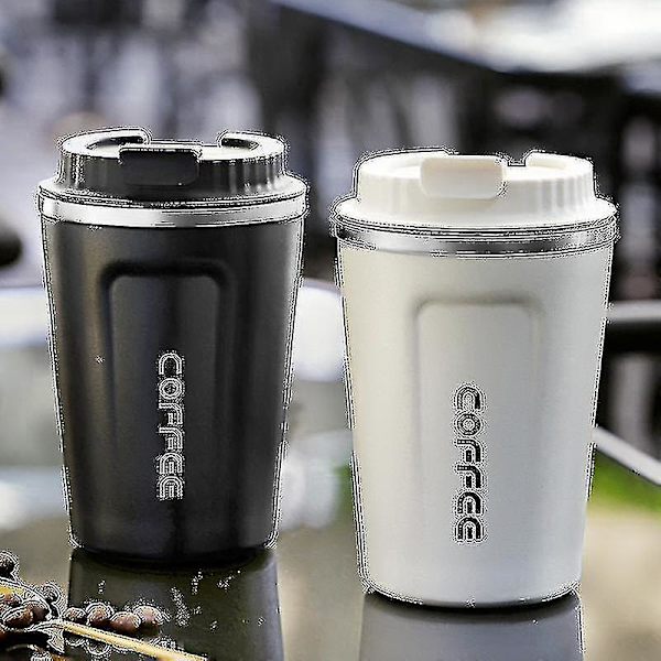 380/510ml Rostfritt Stål Kaffe Mugg Läcksäker Termos Resa Vattenflaska Coffee filter White 380ML