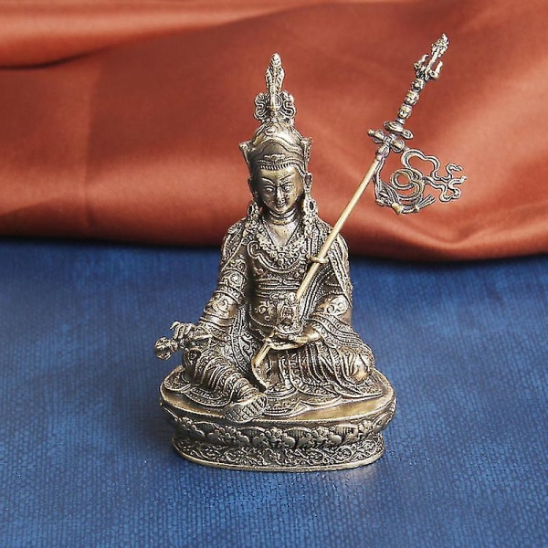 Tibetansk Guru Padmasambhava Buddha Messing Buddha Statue Ornamenter, Indlejrede Buddhistiske Bronze Statuer, Antikke Ornamenter Og Antikke Bronzer