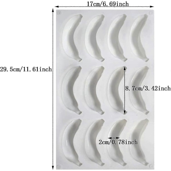 12-delt Bananformet Kakeform, Kreativ Silikonform, 3D Fruktform