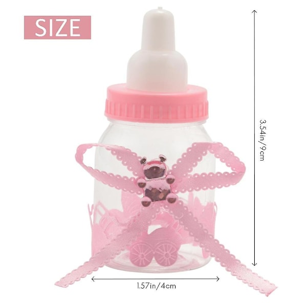 24 stk. Babyflaske Mini Babyflaske 4x9cm Rhinestone Pink Bear Gave Favor Baby Pige Baby Dåb