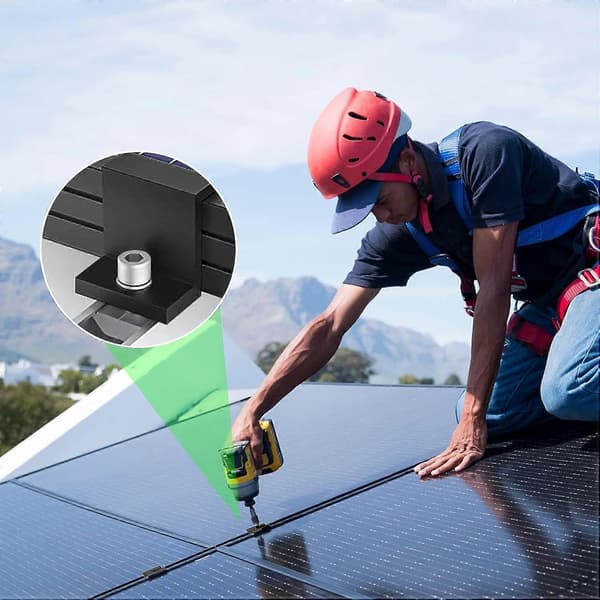4 stk. Solpanel Endeklemmer - 30 mm Endeterminaler - Sort - Til Fotovoltaiske Installationer [DB]