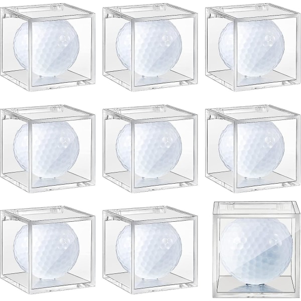 9 stycken golfbollspresentationsfodral Akryl Enstaka golfbollskub Transparent golfbollshållare för samlingar, 2 x 2 x 2 tum, Förbättrad förpackning