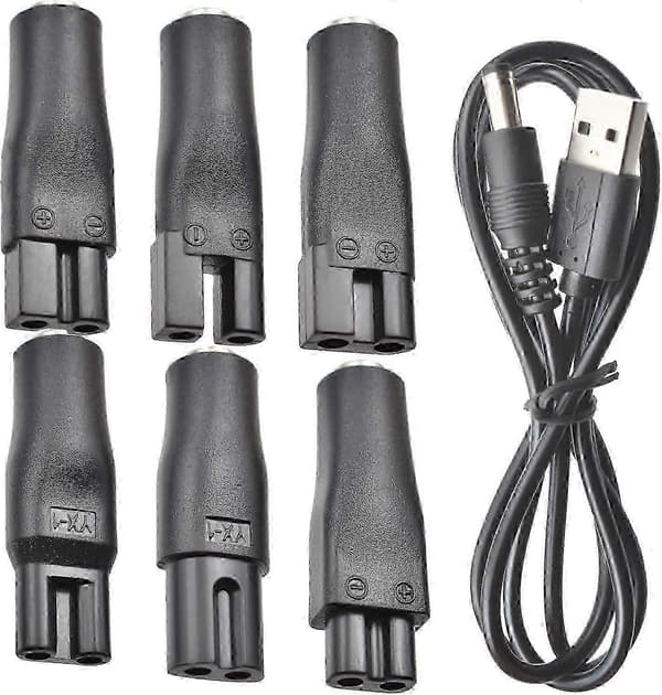 7 stk. 5V USB-strømledningssett - Erstatningslader for hårklippere/trimmere/bordlamper