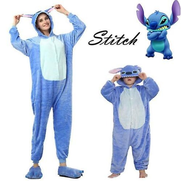 Kids Blue Stitch Cartoon Animal Pajamas Sleepwear Party Cosplay Costume Suit 4-5Years