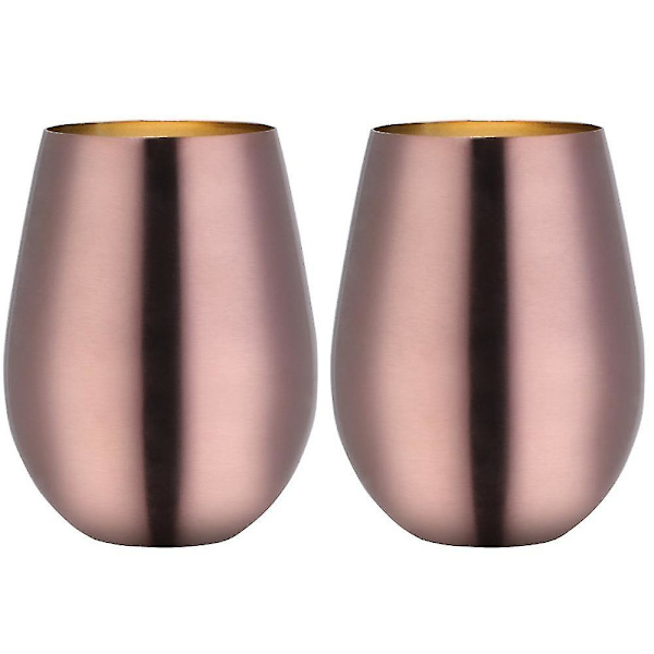 Nya 2023 Rostfritt Stål Stemlösa Vinglas, Utomhus Bärbar Vinglas - Set Om 2 MetalldricksglasBY Rose gold