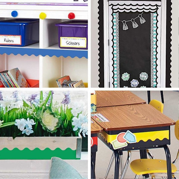 1 Rulle Klassrum Anslagstavla Kantdekorationer Färgade Vågiga Kanter Anslagstavla Dekorativt Papper Klassrum Hem Fest DIY Dekoration Black