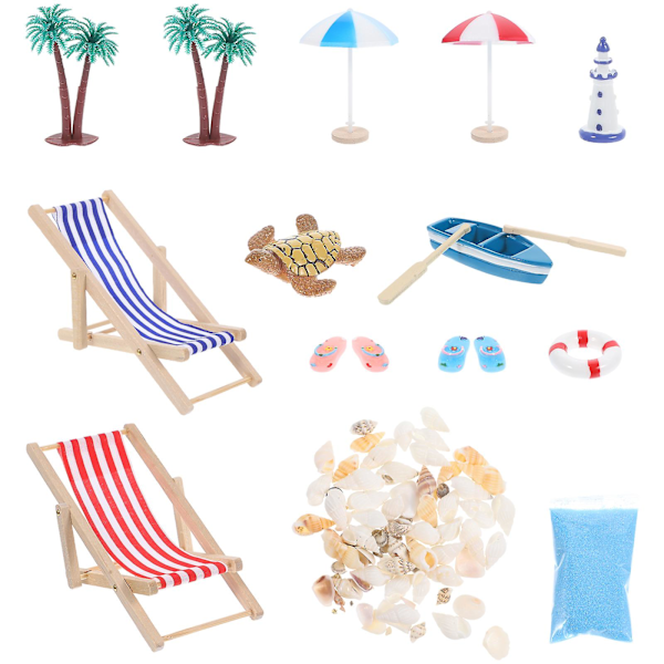 1 set dockhus strand stil prydnad mini strand stil prydnad strand stil miniatyr prydnad 5.5X4.7CM