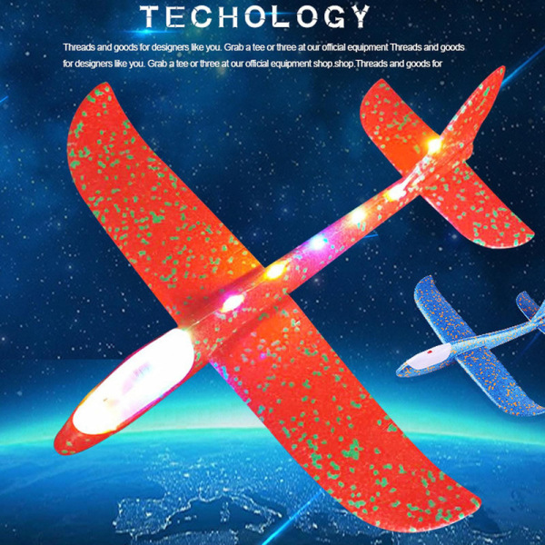 Rolig Skumglidare med Blinkande Ljus 48cm Flygplan Leksak Lämplig för Utomhusspel [DmS] Blue No Light