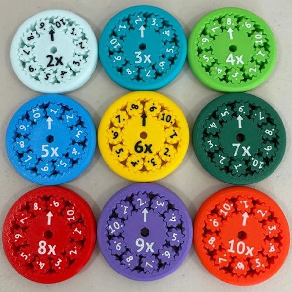 Matte-snurror för matematik, Matte-snurror med fakta, Runda Matte-snurror som flyger, Matte-snurror för alla som stimmar och fidgetar och lär sig matematik 9pcs Multiply Divide