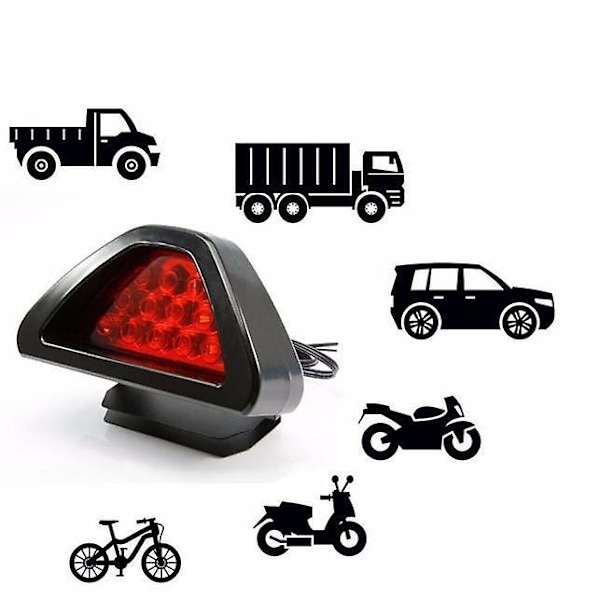 Universal F1-stil 12 LED Rød Baklykt Tredje Bremsestopp Sikkerhetsbil Lys Lampe