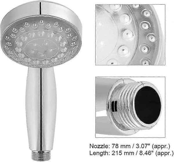 LED Brusehoved 7 Farveskiftende Blå/Grøn/Rød Vandlys Glød Temperatursensor Økonomisk Håndbruser til Badeværelse [DB]