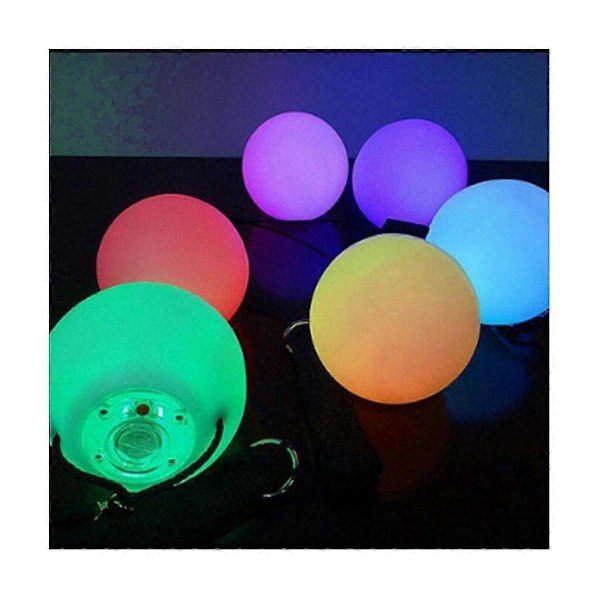 2 kpl LED Poi-palloja, Glow Poi -palloja, LED-valo lelupallot, strobo pyörivä pallo lapsille ja aikuisille White
