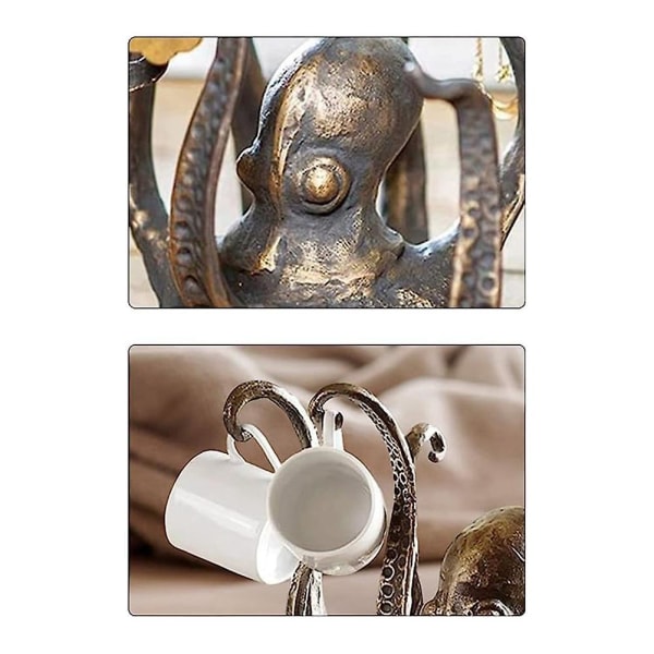 Octopus kaffekopholder, retro-stil harpiks blæksprutte kopholder, krus træ til tæller, smykker Ha