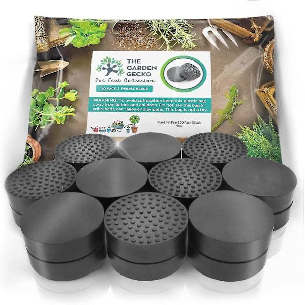 The Garden Gecko Usynlige Pottefødder Til Udendørs Plantepotter Og Blomster Solide Gummi Potteforhøjere Med Forbedret Skridsikker Overfladegreb | 20 Pak.