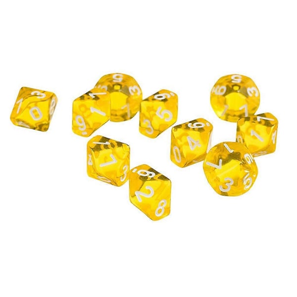 10 st Transparenta Polyhedriska D10 Flerfärgade Tärningar Spel Party Pub Tillbehör Present Red 10pcs