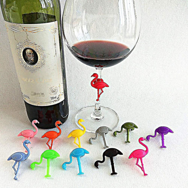 12 stk Silikon Glassmarkører Fest Vin Glass Markør Flamingo Vin Glass Kjenner BY