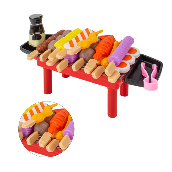 28pcs Kids Barbecue Grill Playset Clamp Tray Foods Simulation Kitchen Role Play BBQ Grill Toys