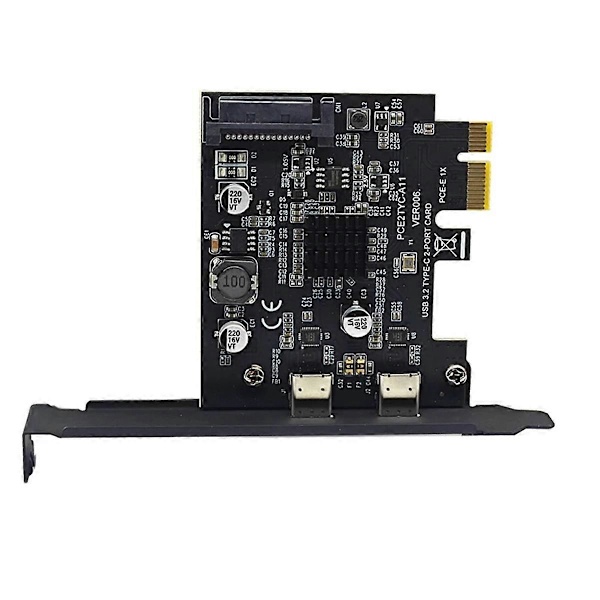 2-portinen PCIE-kortti PCI Express 3.0 X1 - Dual USB-laajennuskortti SATA-virralla USB3.2 Gen2 10Gbps ASM3142-siru pöytätietokoneille