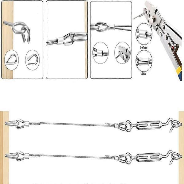 30m/2mm Rustfri Stål Wire Kit Med M5 Kraftig Wirestrammer, Hegn Wire Rulle Kit, Kabelrækværk Kit, Have Wirestrammere Til Klatring
