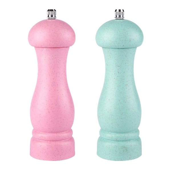 Høy kvalitet eiketre salt- og pepperkvern med justerbar grovhet og påfyllbar Pink- Nordic Green  color box