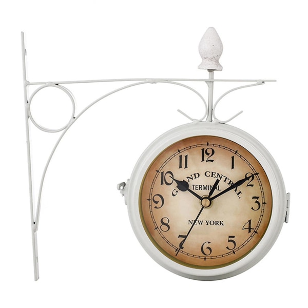 Iron Round Wall Hanging Double Sided Two Retro Station Clock Round Chandelier Wall Hanging Clock Ho