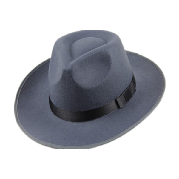 Visor Hat Mænd og Kvinder Top Hat Hård Filt Bredbremmet Efterår Blå Retro Hat Filt Hat Jazz Hat Gray