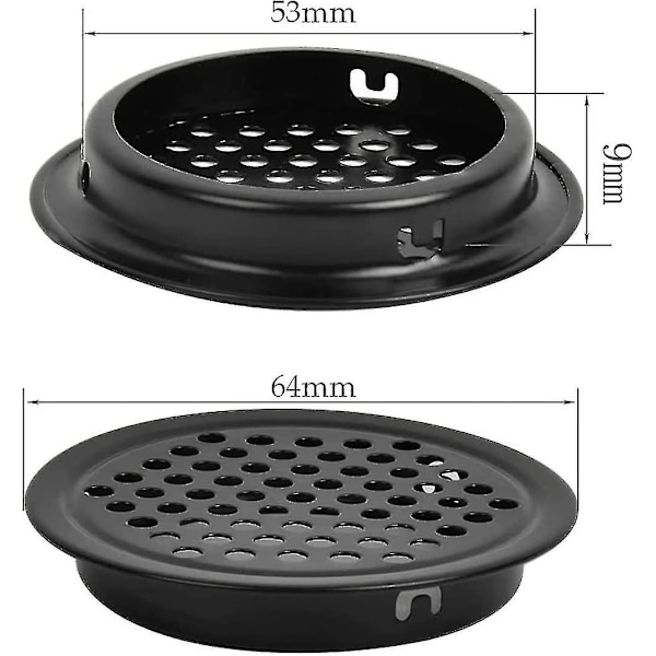 10 stk. Rustfrit Stål Ventilationer, Diameter Cirkel Ventilation, Ventilationsdæksel, Metal Dør Ventilationer, Ventilationsgitter, Velegnet Til Skabe, Skuffer, Bogreoler