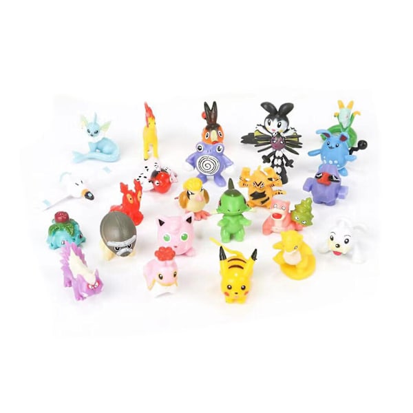 24 st Pokemons Figurer Söta Miniatyrfigurer PVC Cartoon Hantverk Solid Modell Ornament Samlarobjekt Japan Anime Pokemons Pikachus Psyduck Figurmodell Till