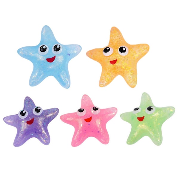 Sød Stjernefisk Klemlegetøj Blød Behagelig Berøring Blød Tilbagefjedrende Glimmer Sequins Mini Klemlegetøj Stressaflastende TPR