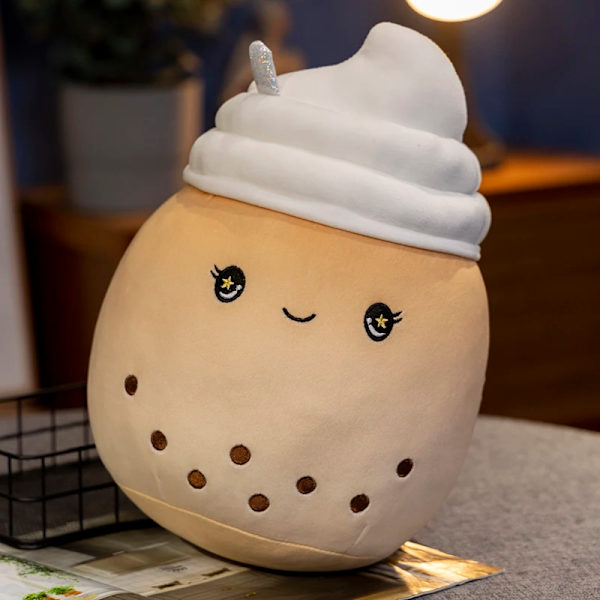 Plysj Boba Te Kopp Leke Panda Boble Te Pude Søt Fruktdrikk Plysj Fylt Myk Eple Jordbær Melkete Barn Gave ice cream brown 70cm